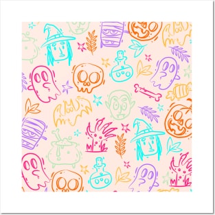 Pastel Halloween Pattern Posters and Art